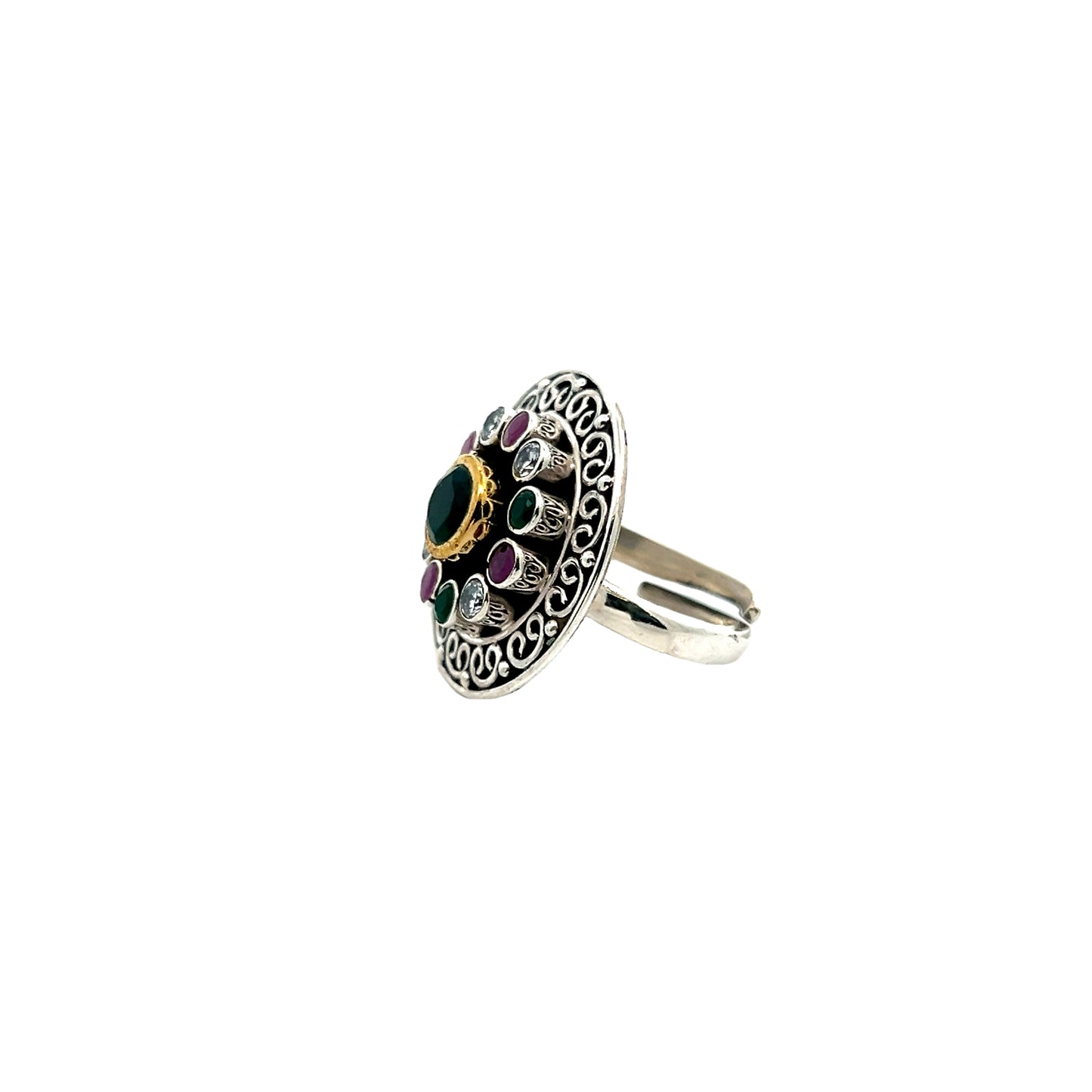 Sterling Silver Cut Stone Ring