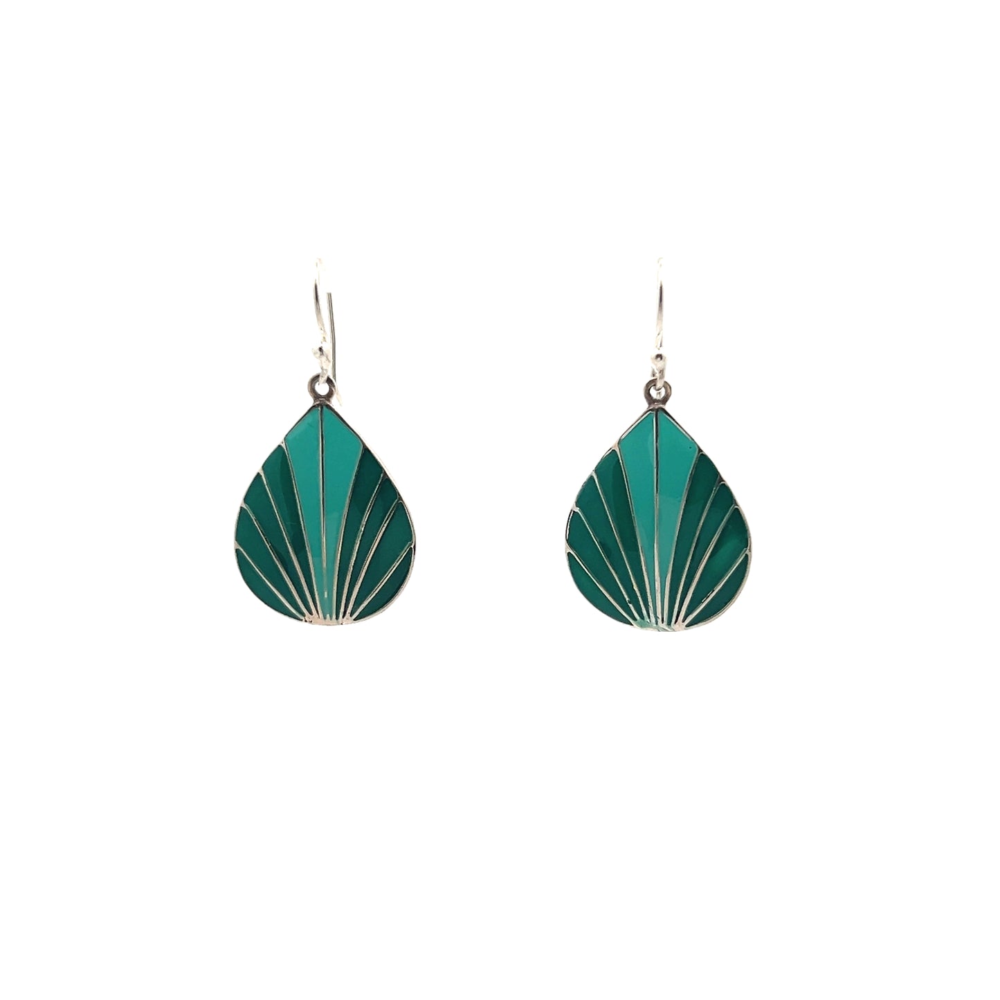 Green Meenakari Leaf Silver Earrings