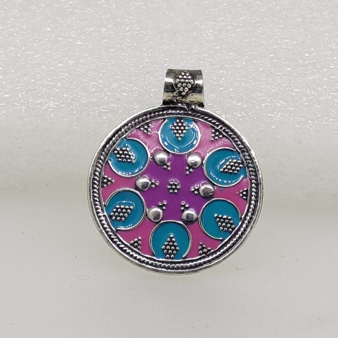 Multicolour Silver Meenakari Pendant