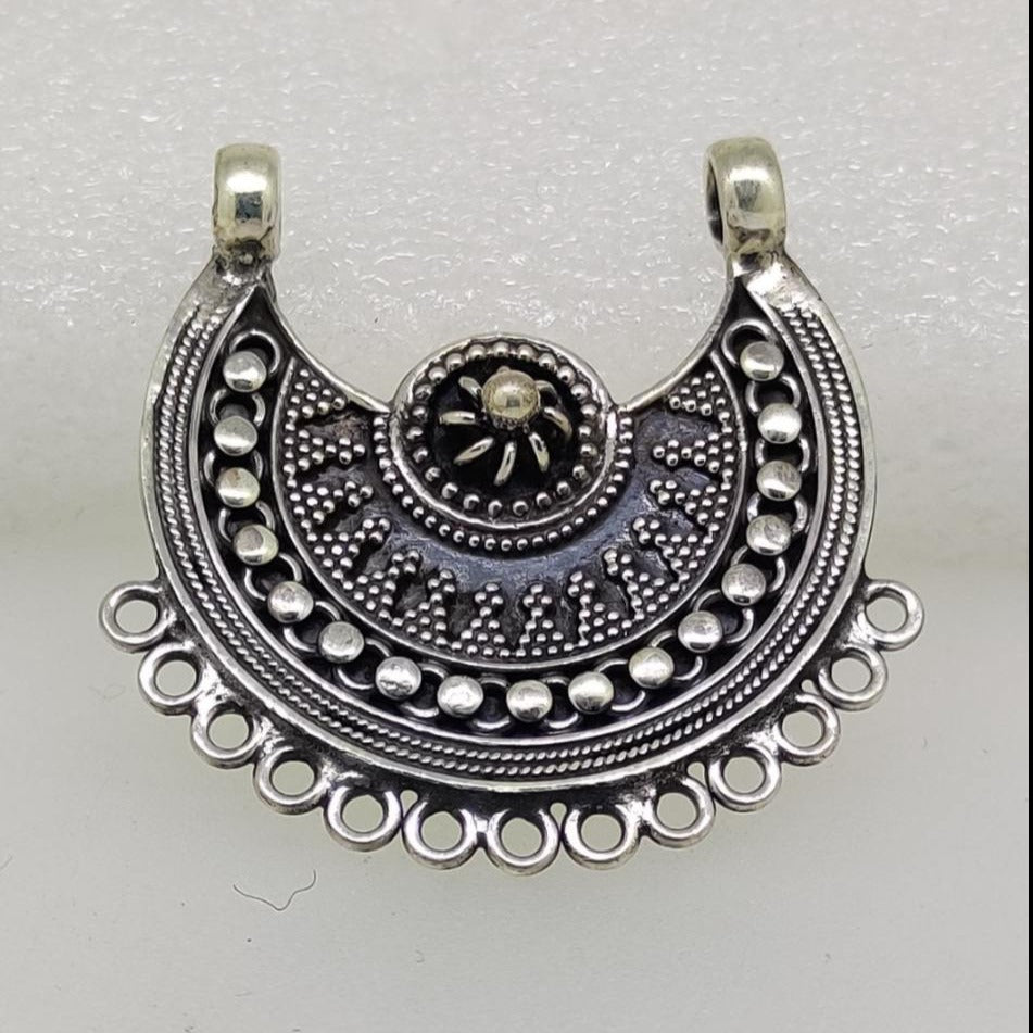Oxidised Silver Tribal Crecsent