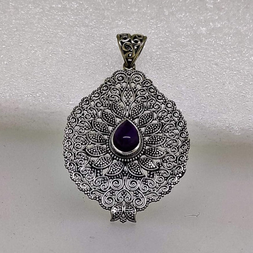 Oxidized Silver Bloom Pendant