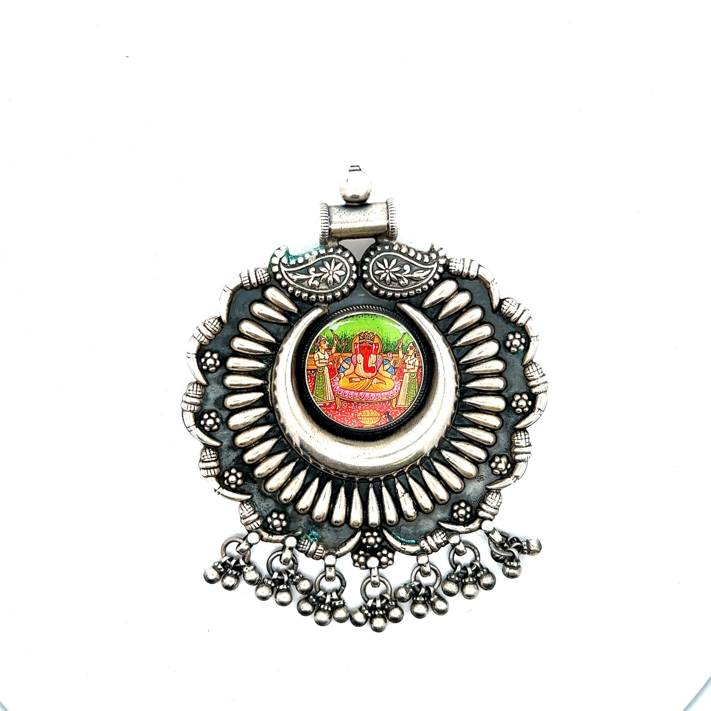 Antique Silver Oxidized Ganesha Pendant