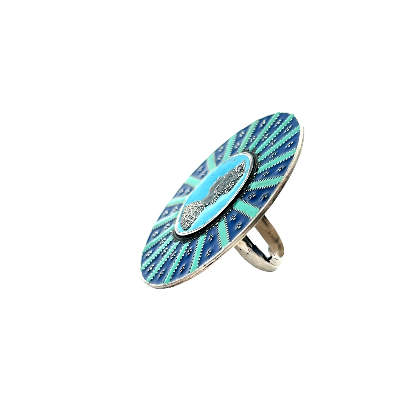 Meenakari Cocktail Silver Ginni Ring