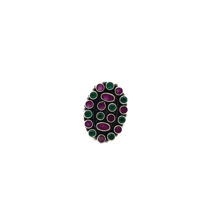 Multicolour Cut Stone Silver Ring