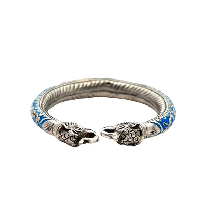 Elegant Blue Enamel Silver Bracelet