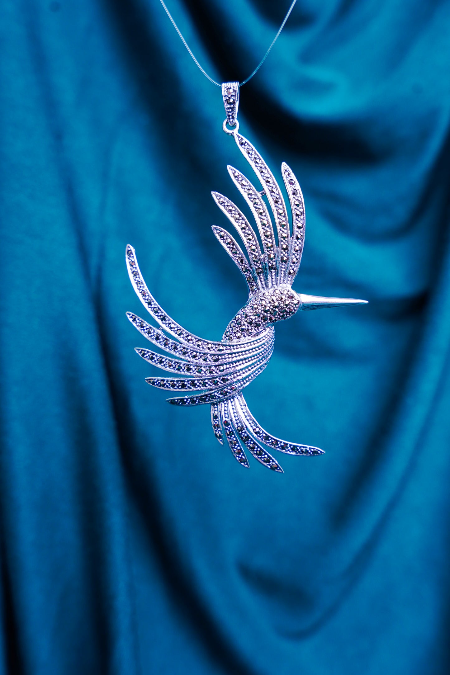 Humming Bird Sterling Silver Marca Work Pendant