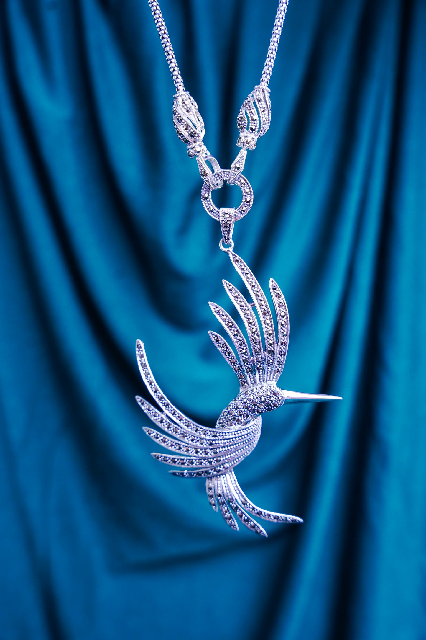 Humming Bird Sterling Silver Marca Work Pendant