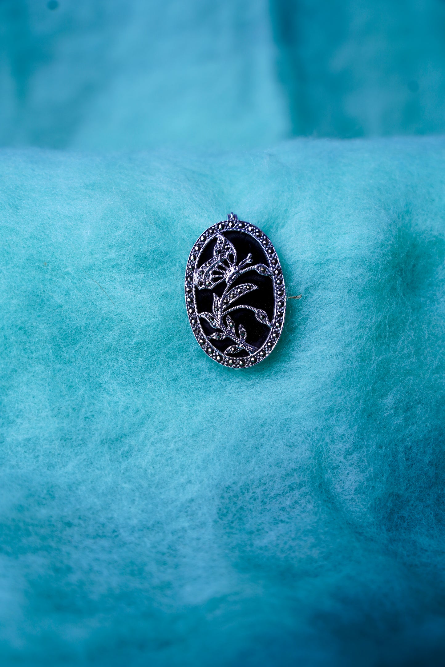 Butterfly & Floral Sterling Silver Brooch