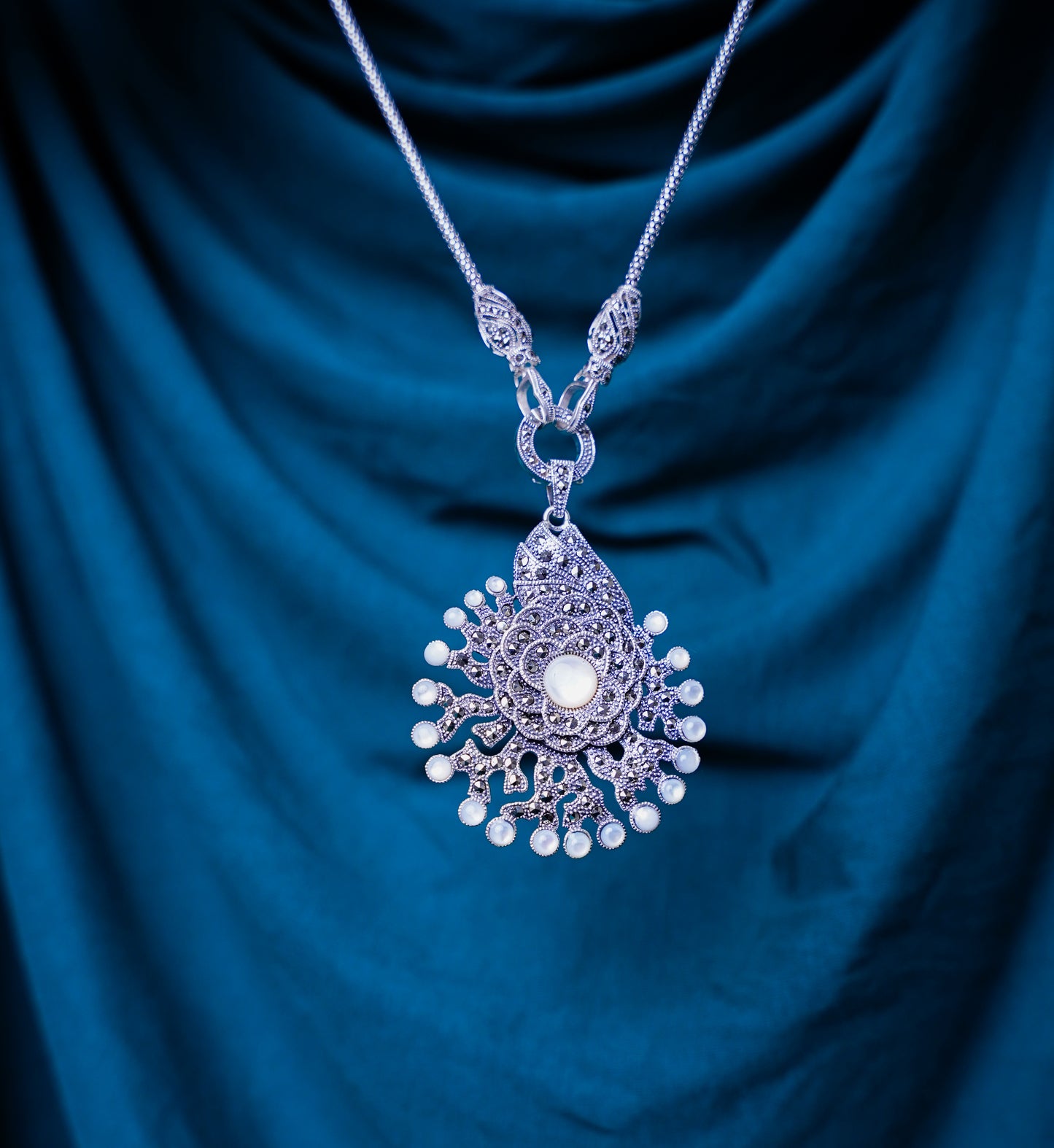 Pearl Cascade Marca Sterling Silver Pendant