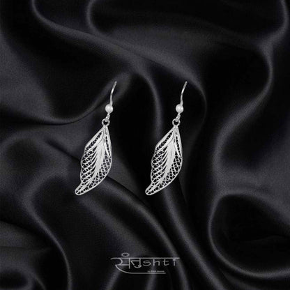 Leaf Filigree Silver Earrings