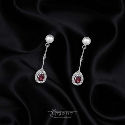 Garnet Silver Drop Danglers
