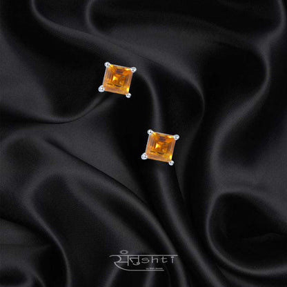 Citrine Silver Studs
