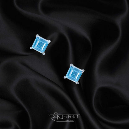 Blue Topaz Princess Studs
