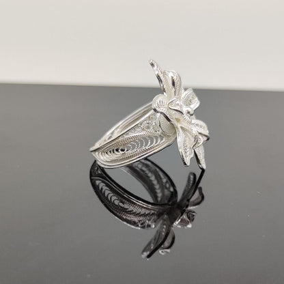 Blossom Cascade Filigree Silver Ring