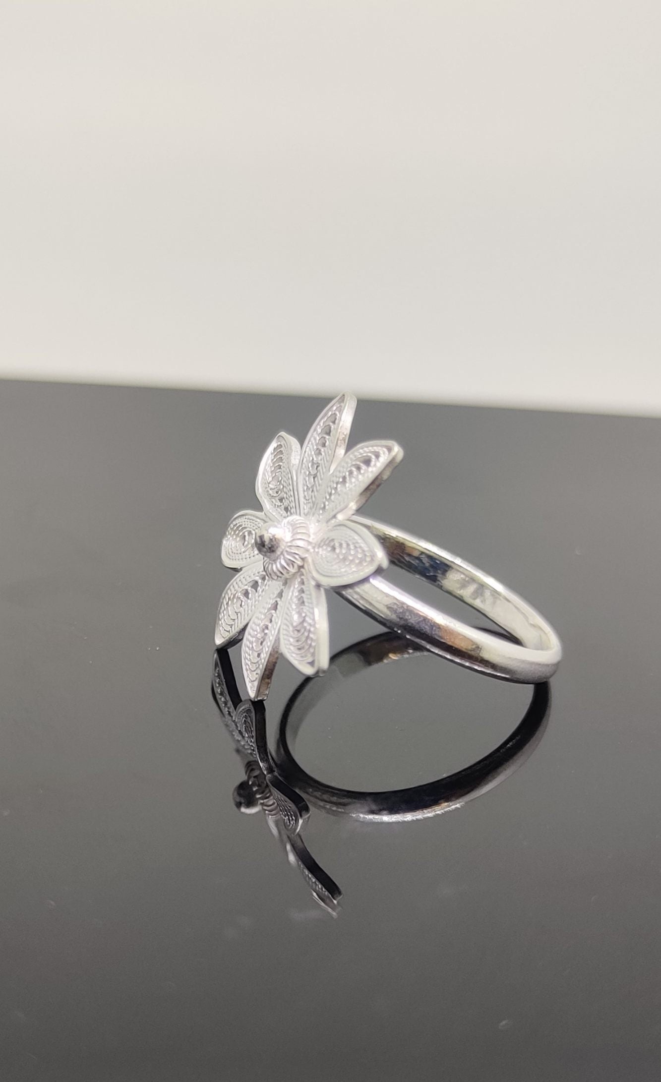 Sunflower Serenade Filigree Silver Ring