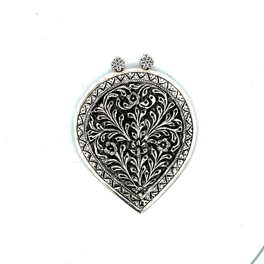 Antique Leaf Sterling Silver Pendant