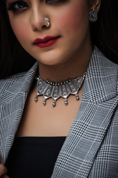 Antique Sterling Silver Oxidised Pendant