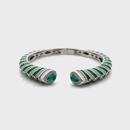 Green CZ Sterling  Silver Bracelet