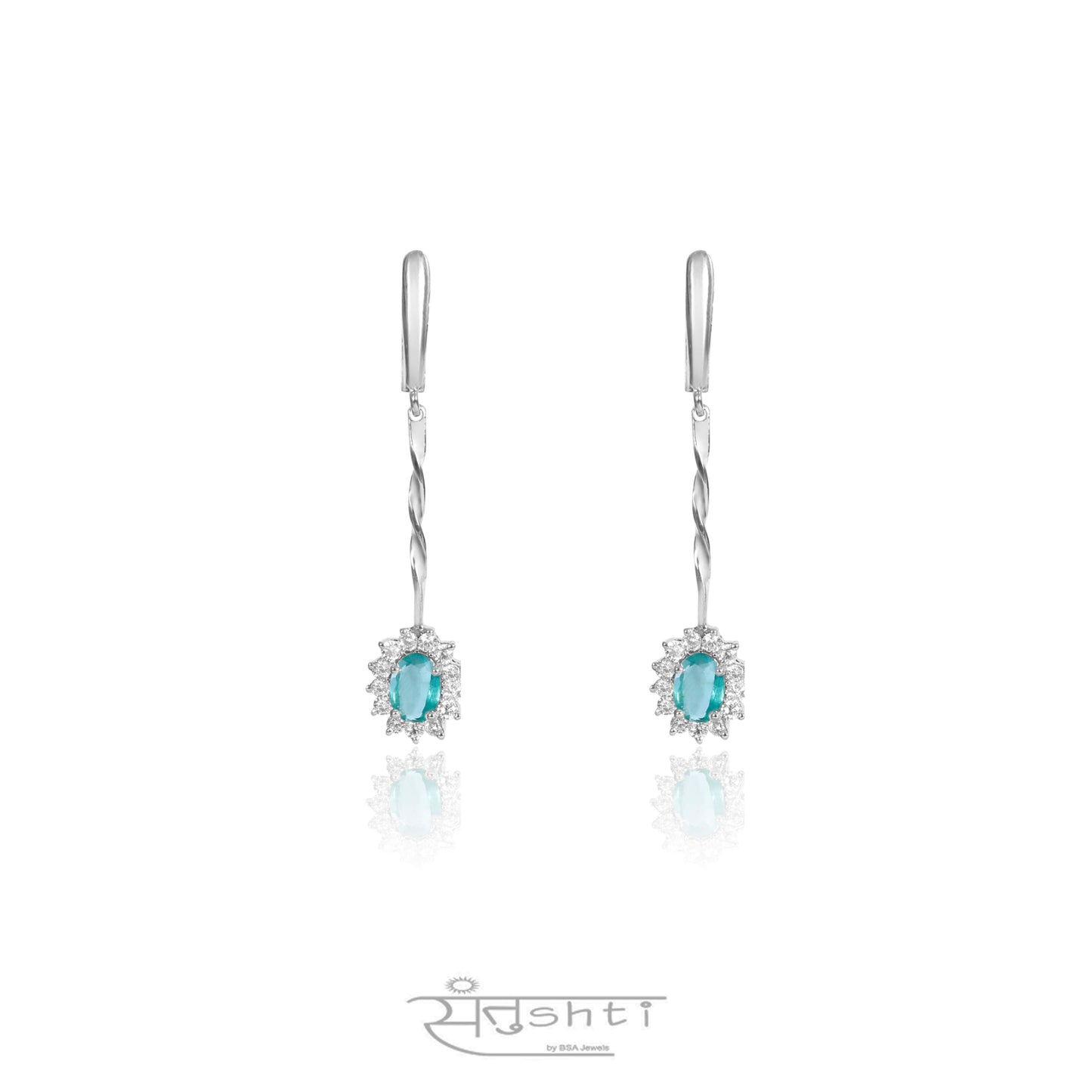 Silver Emerald Danglers