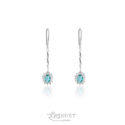 Silver Emerald Danglers