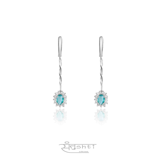 Silver Emerald Danglers