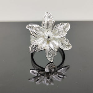 Blossom Cascade Filigree Silver Ring