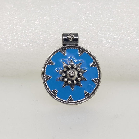 Blue Meenakari Silver Pendant