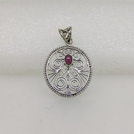 Ruby Oxidised Silver Pendant