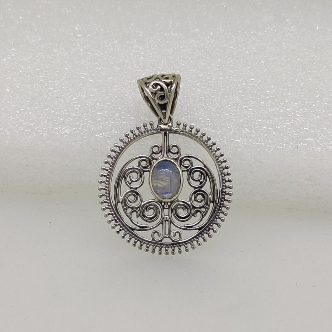 Round Oxidised Silver Pendant