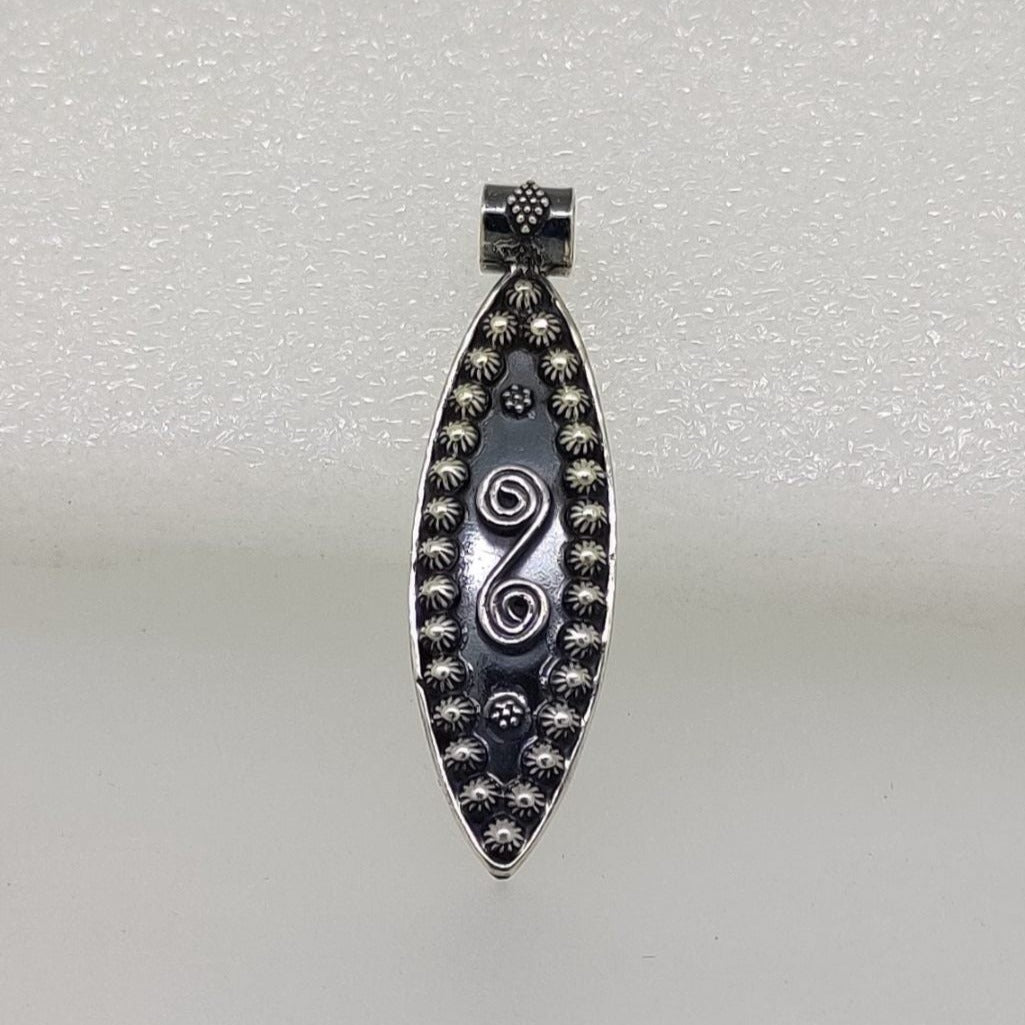 Oxidised Ellip Silver Pendant